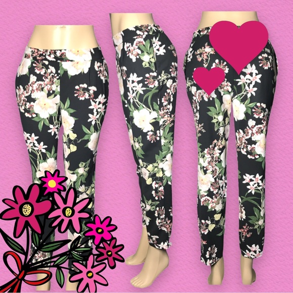 Ellane Rose Black Multicolour Floral Pants Size XS - Picture 2 of 16